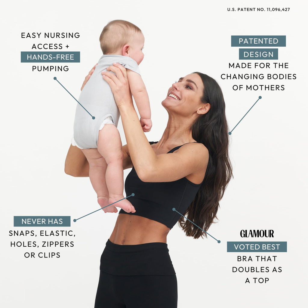 Larken Hands Free Pumping Bra for Breastfeeding | Breast Pump - Maternity Bras for Pregnancy, Pumping & Nursing Bra in One Black (XS)