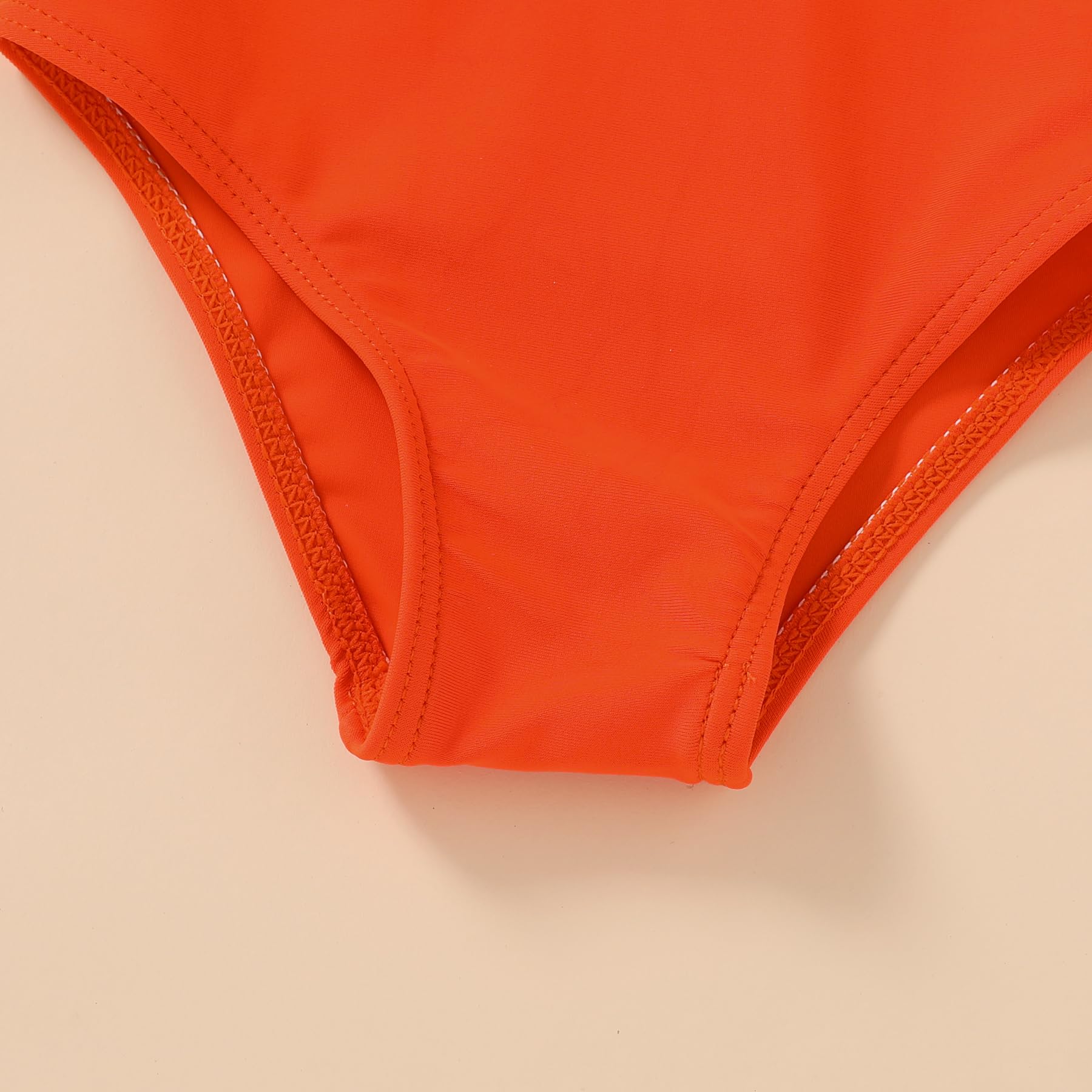 Happy Town Toddler Swimsuit Girl One Piece Bathing Suit Color Block Swimwear Baby Summer Beach Wear(5-6 Years,Yellow Orange)
