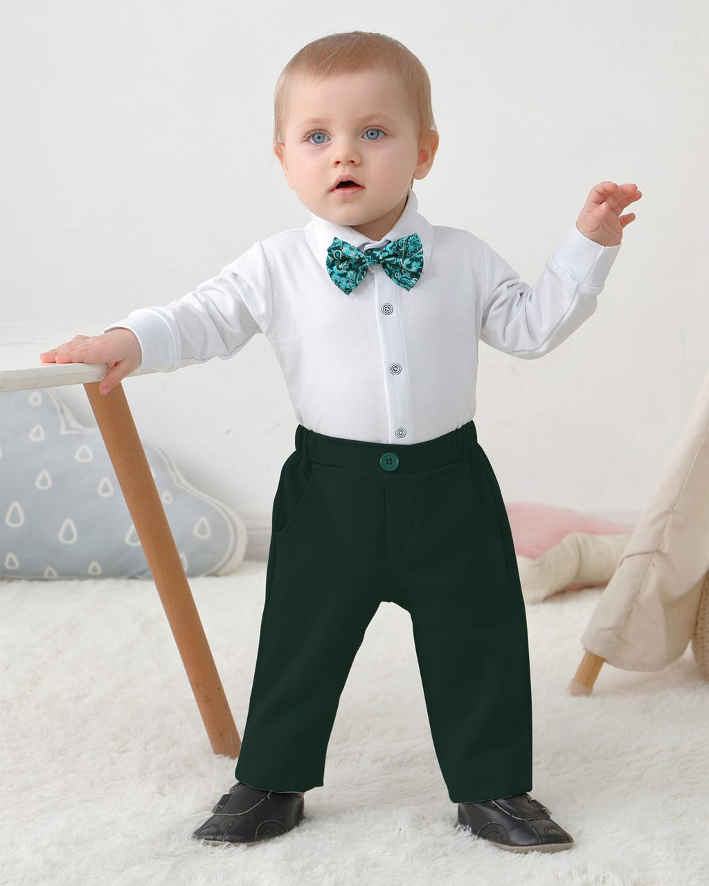 DISAUR Baby Boy First Christmas Outfit 18-24 Months 2t Baby Boy Christmas Tree Green Blessing Tuxedo
