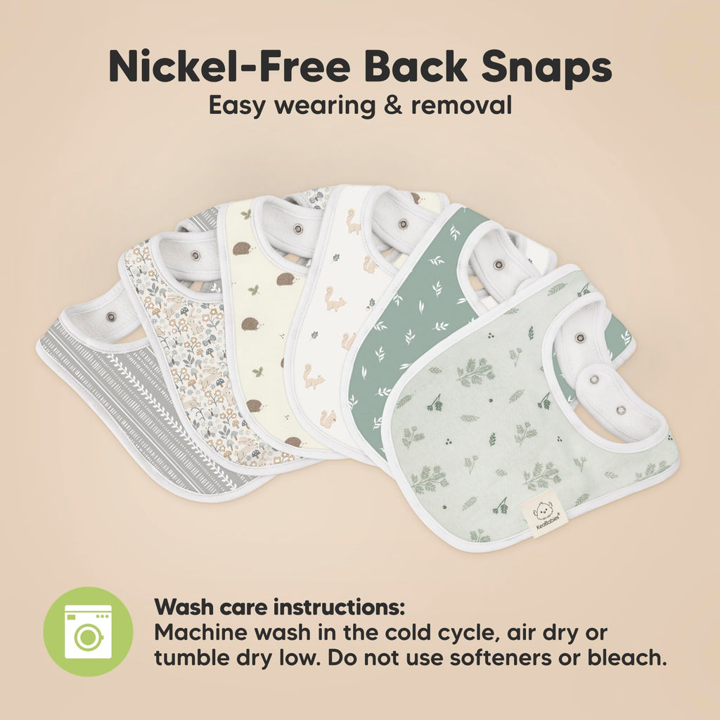 KeaBabies 8-Pack Organic Baby Bibs for Drooling and Teething (Prairie)