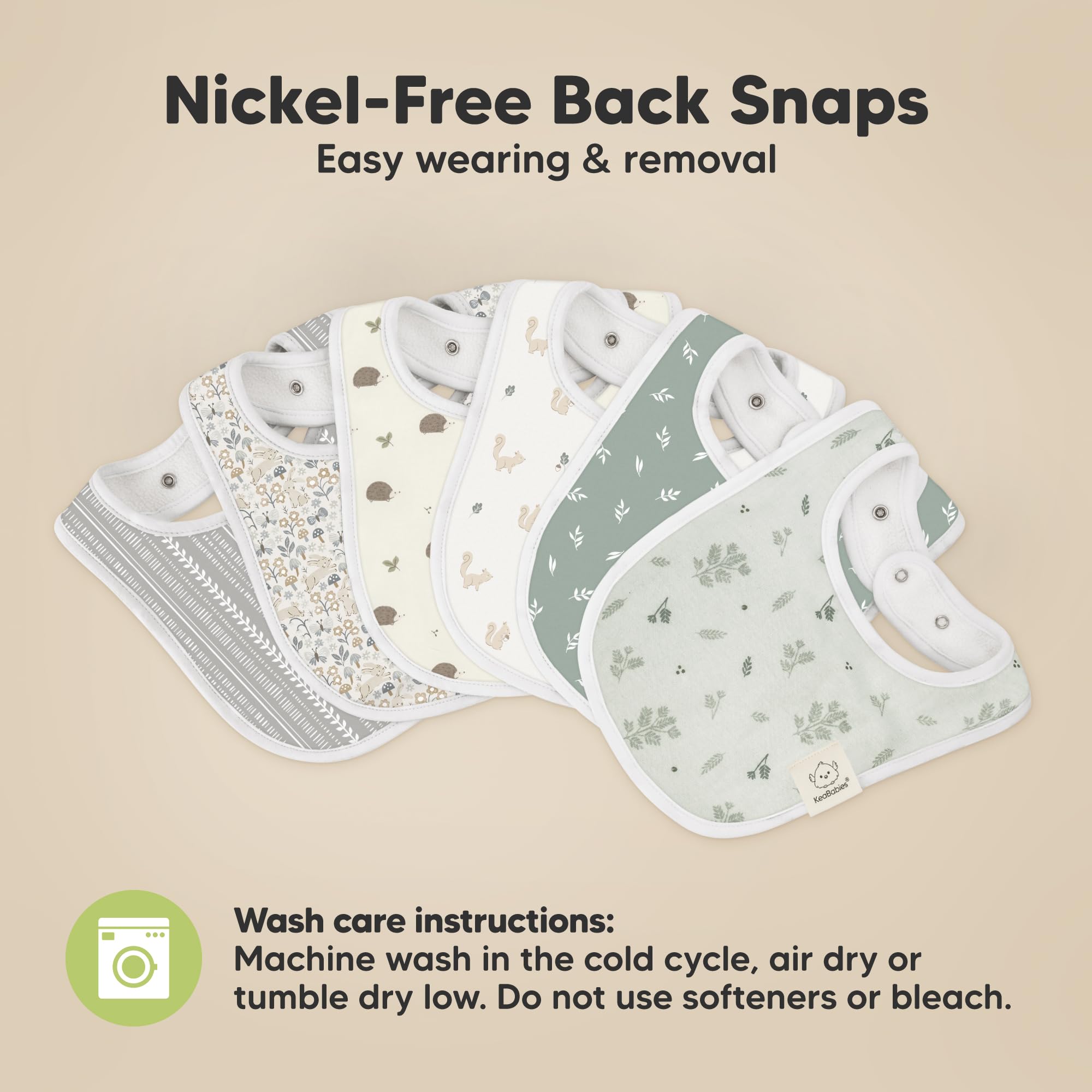 KeaBabies 8-Pack Organic Baby Bibs for Drooling and Teething (Prairie)