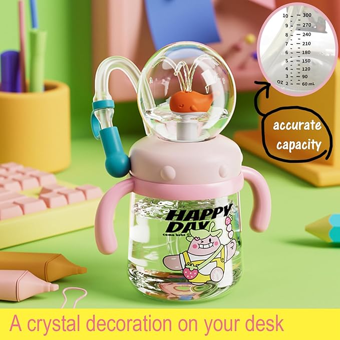 Whale Fountain Tumbler, Spill Proof Straw Cups for Toddlers Interactive Baby Straw Cup & Weighted Sippy Cups, Fun Drinking Cup with Whale Squirt 10oz/300ml
