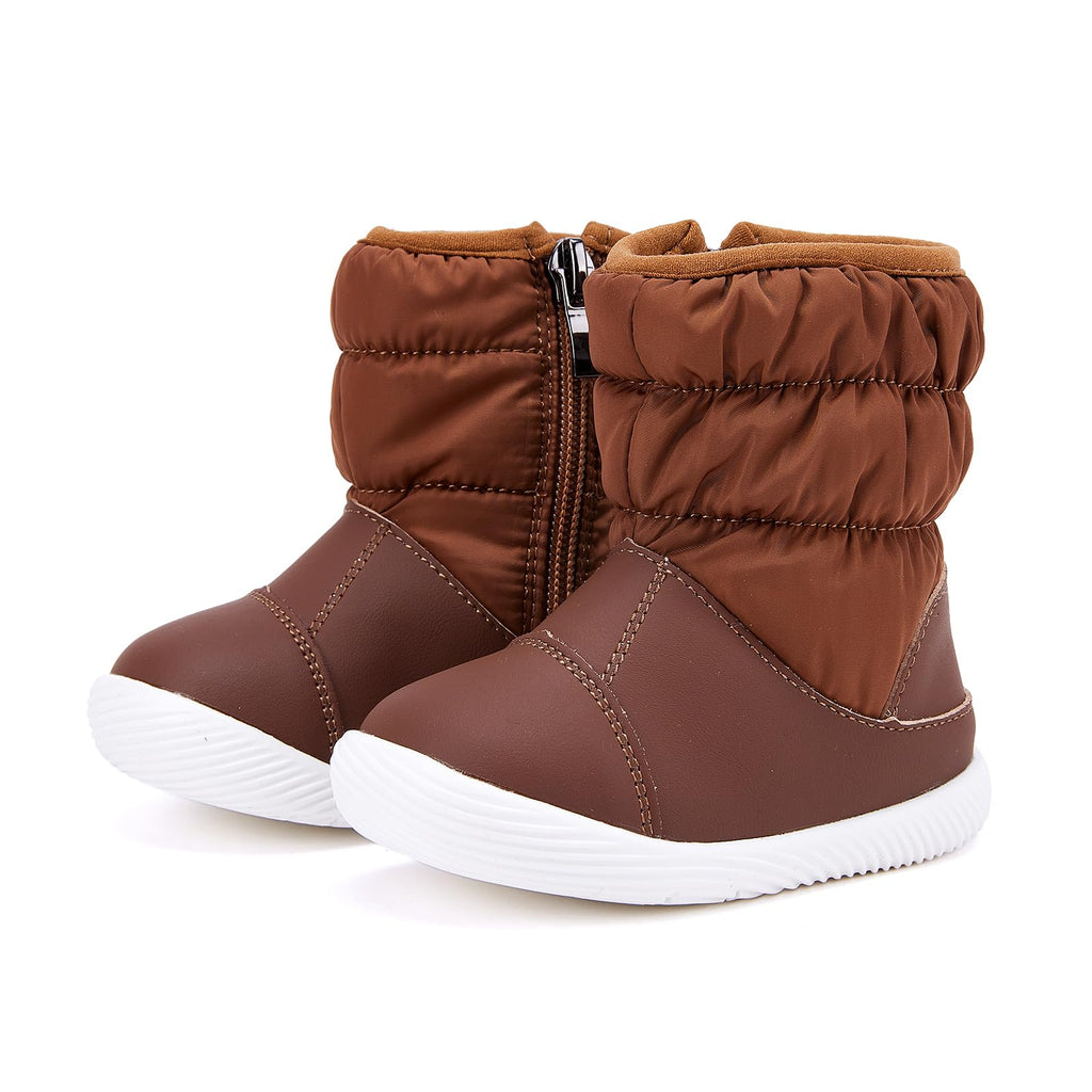 BMCiTYBM Baby Boy Girl Snow Boots Waterproof Infant Winter Warm Booties Nonslip Lightweight Outdoor Shoes for Cold Weather 6 9 12 18 24 Months Brown Size 12-18 Months Toddler