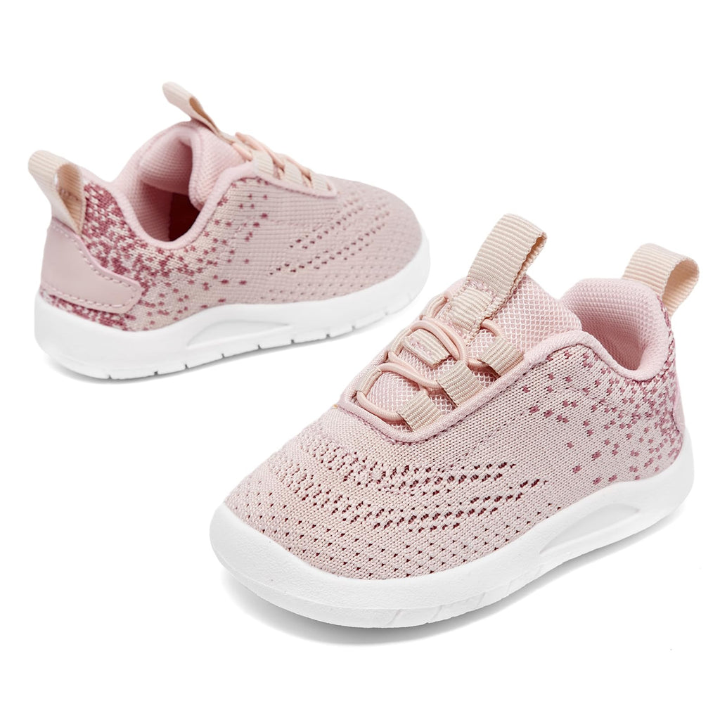 MORENDL Toddler Sneakers Baby Slip On Walking Shoes Non-Slip Breathable Boys & Girls Running Shoes Infant Tennis Shoes Pink Coral 8 Toddler