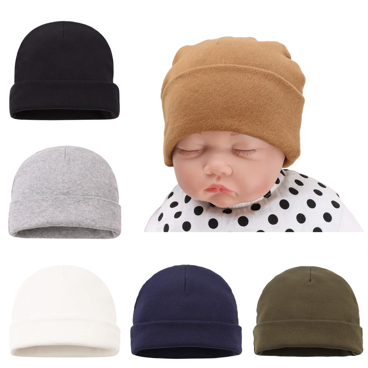 Bamery Cotton Baby Girl Hat Preemie Boys Beanie Newborn Hospital Hats Winter Infant Hats for Girls (4PACK-H, Preemie)