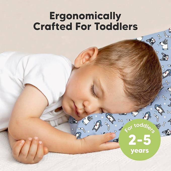 Toddler Pillow with Pillowcase - 13x18 My Little Dreamy Kids Travel Bed Pillows for Sleeping, Organic Cotton Small Pillowcase, Soft & Breathable, Machine Washable, Toddlers 2-5 Years Old (Pawtrol)
