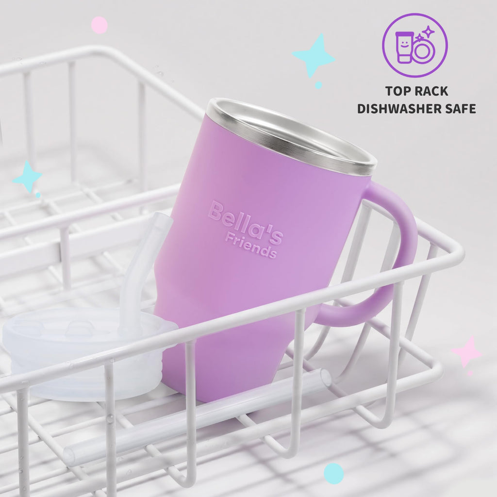 Sippy Cups for Toddlers 1-3, Spill-Proof 9oz Stainless Steel Toddler Tumbler with Handle, Leak‑Proof Baby Straw Cups, My First Tumbler, Birthday Gifts for 1 Year Old Girls Boys, BPA-Free, 2 Pack