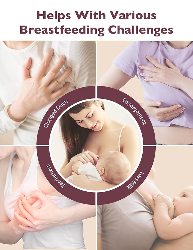 Momcozy Rolling Lactation Massager with Heat, 3-in-1 Real-Like Massage for Relieve Clogged Ducts, Breast Massager Warming for Breastfeeding, Improve Milk Flow, Dusty Rose