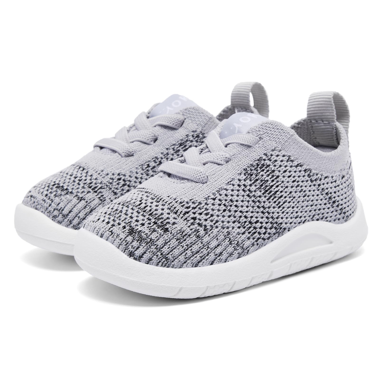 MORENDL Toddler Shoes Baby Walking Sock Shoes Infant Sneakers Boy Girl Barefoot Tennis Shoe Non-Slip Brethable Mix Dark Grey Size 7
