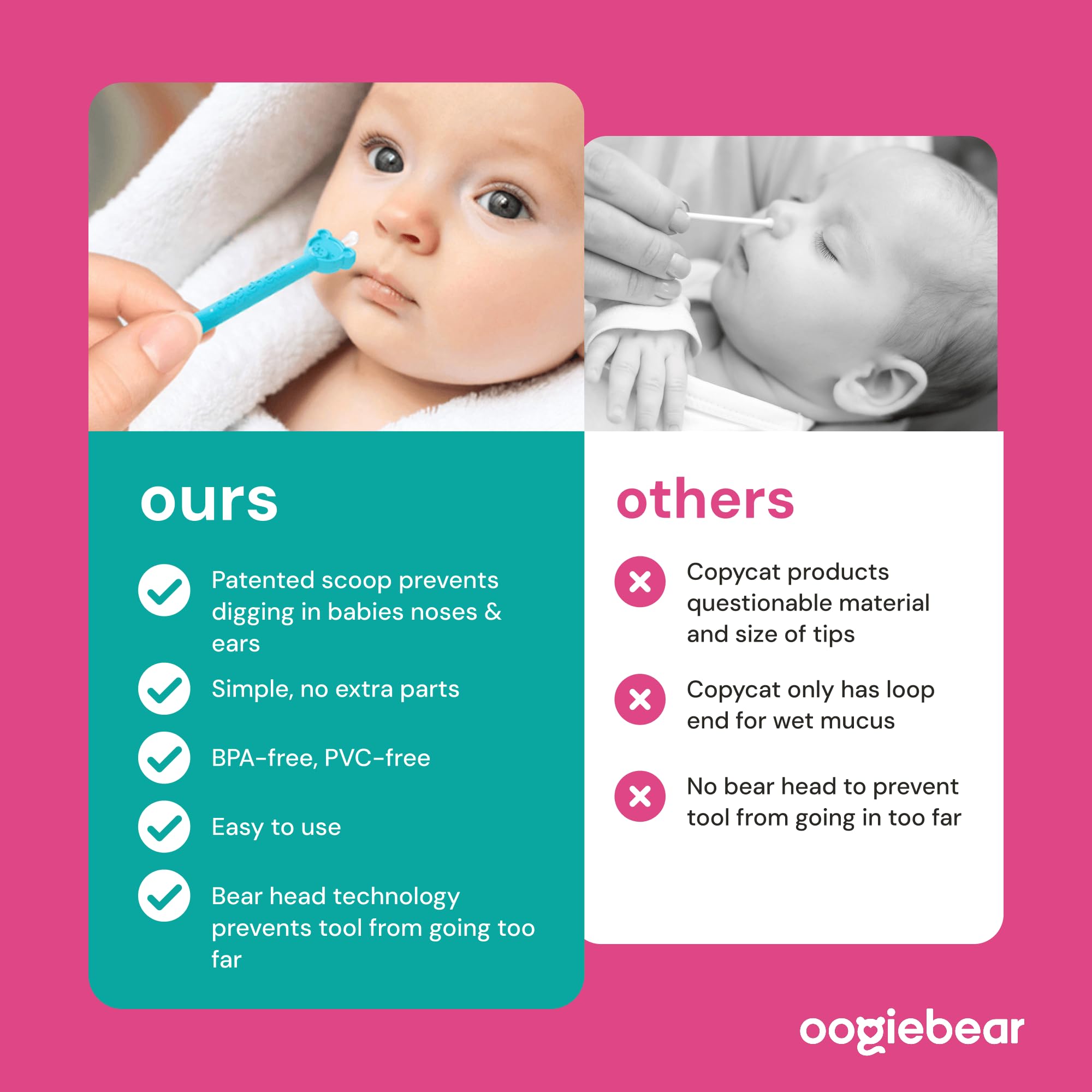 oogiebear Baby Nose & Ear Picker with Travel Case, 3 Pieces, 2-Pack Blue