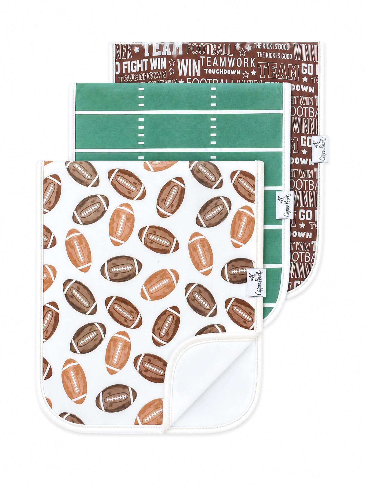 Copper Pearl Premium Baby Burp Cloths - 3-Pack Large Cotton Burp Cloths, Extra Soft Spit Up Rags with 3 Absorbent Layers, Perfect for Baby Boy and Baby Girl Gifts (21" x 10" Size, Blitz Set)