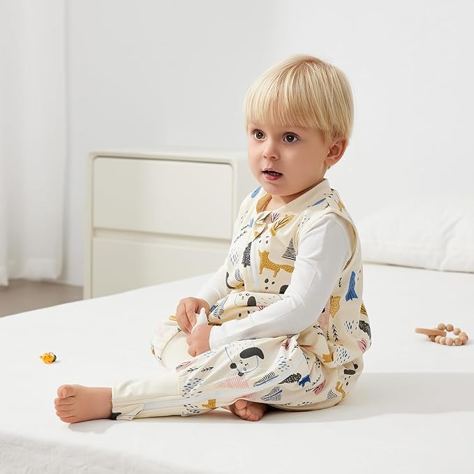 Duomiaomiao 0.5 TOG Toddler Sleep Sack 6-12 Months 100% Cotton Lightweight Baby Sleep Sack with Feet, Breathable Comfy Toddler Wearable Blanket
