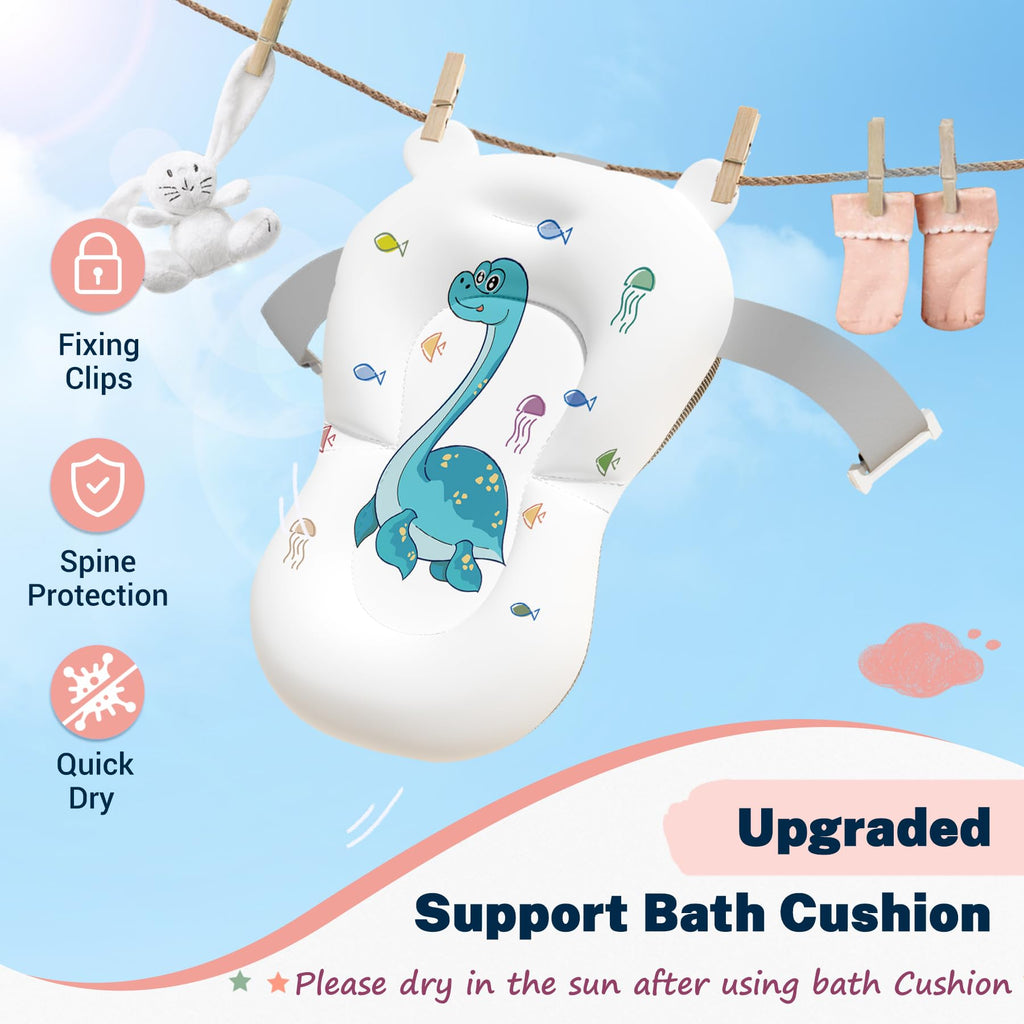 AVIDOR Baby Bathtub,Collapsible Bathtub for Newborn to Toddler,Durable Essential Infant Bath Tub,Portable Travel Baby Tub with Soft Bath Net,No-Slip Feet and Dinosaur Shaped (Pink)