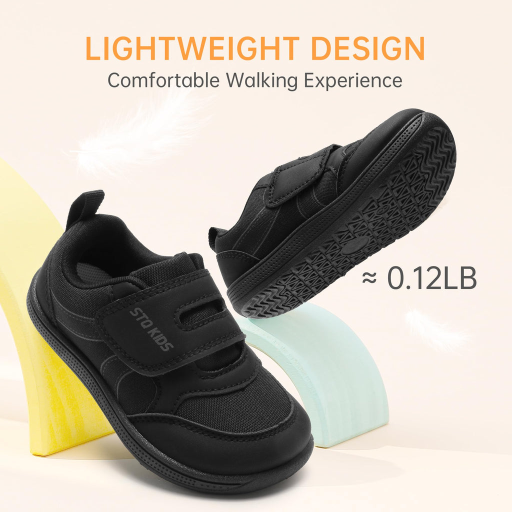 Toddler Boys Shoes Wide Toe Box Barefoot Sneakers School All Black Size T8