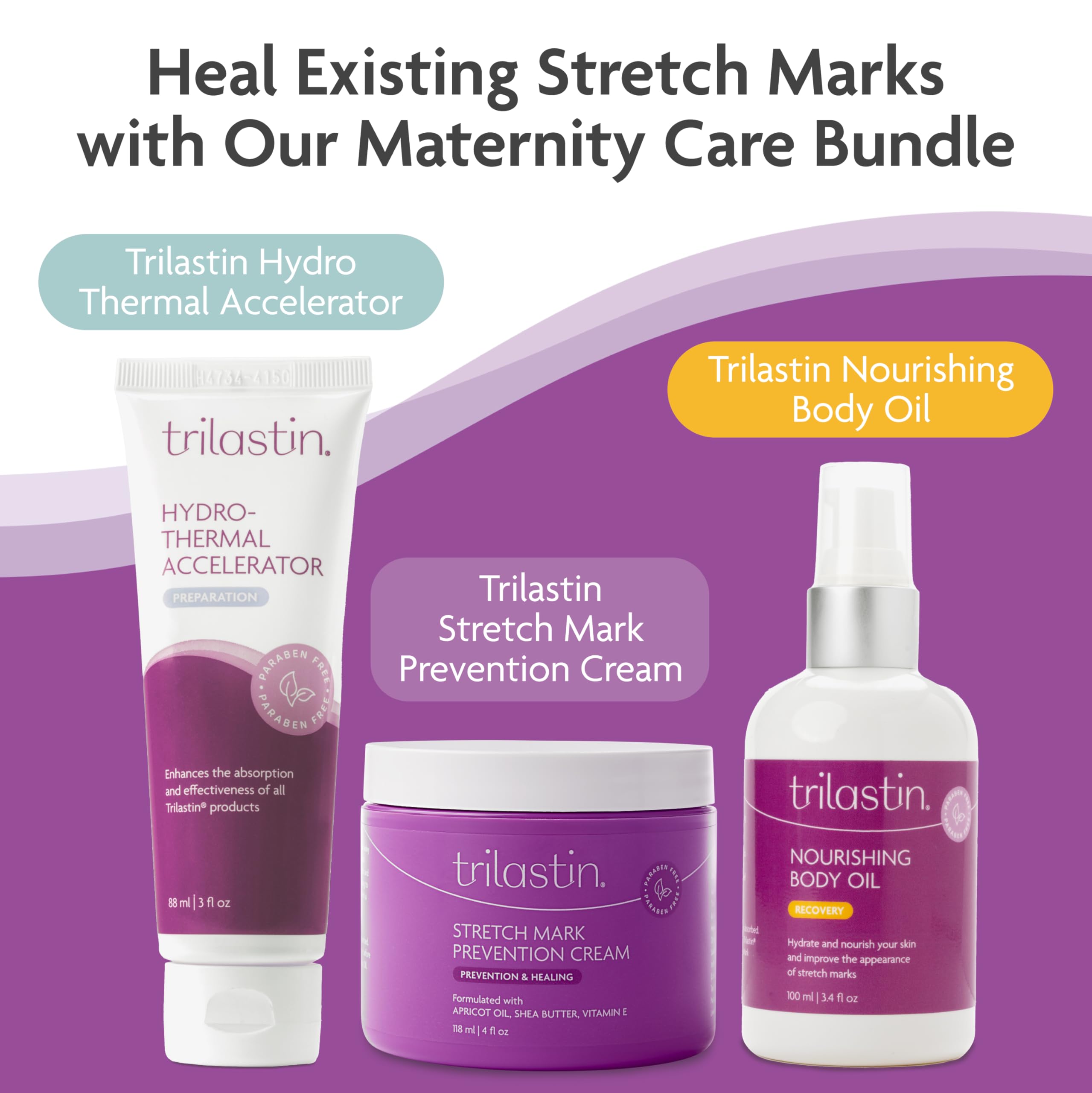 TriLASTIN Stretch Mark Cream for Pregnancy – Hydrating Belly Cream for Pregnant Women- Shea Butter & Vitamin E, Paraben Free, No Added Fragrances - Maternity Body Lotion – 4 oz, 2 Pack