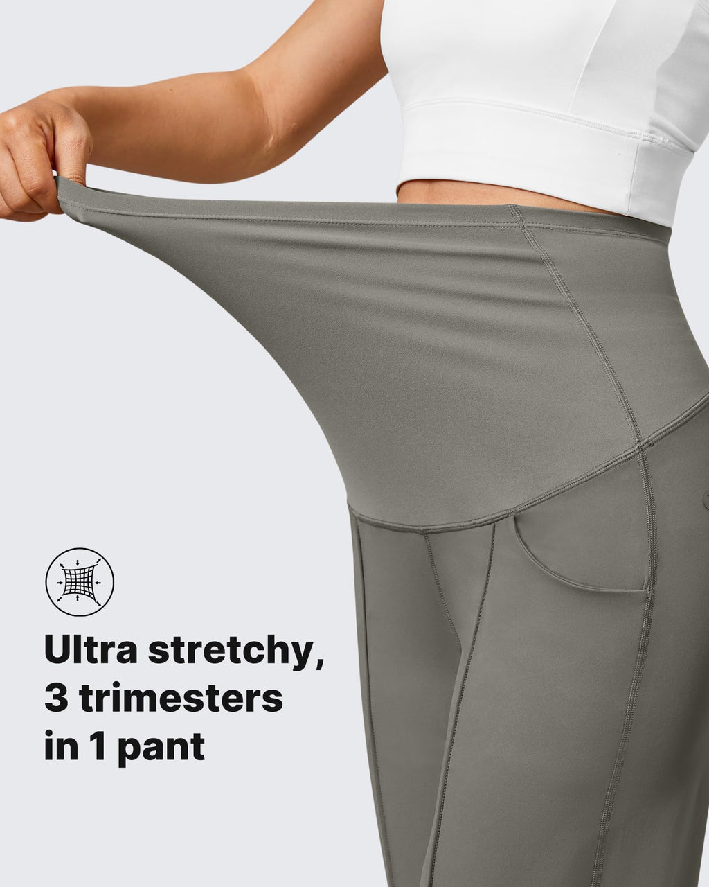 G4Free Maternity Work Pants with Pockets Wide Leg,Mocha Brown,XL,Regular