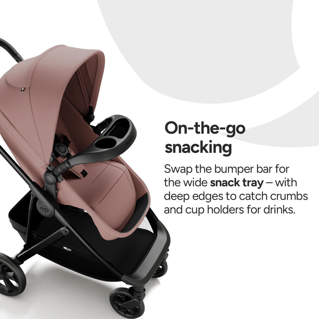 Mompush Wiz Pro Baby Stroller with Bassinet Mode, Snack Tray Included