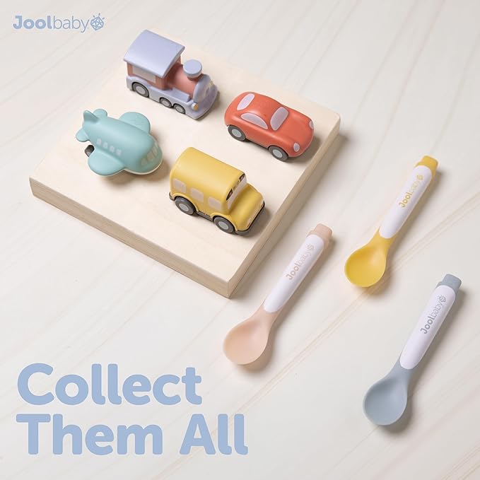 Jool Baby Musical Baby Spoons, 3 Spoons + Plane with Fun Sounds - Multi-Stage Spoon for Infant Feeding & Training Babies 6+ Months to Self-Feed