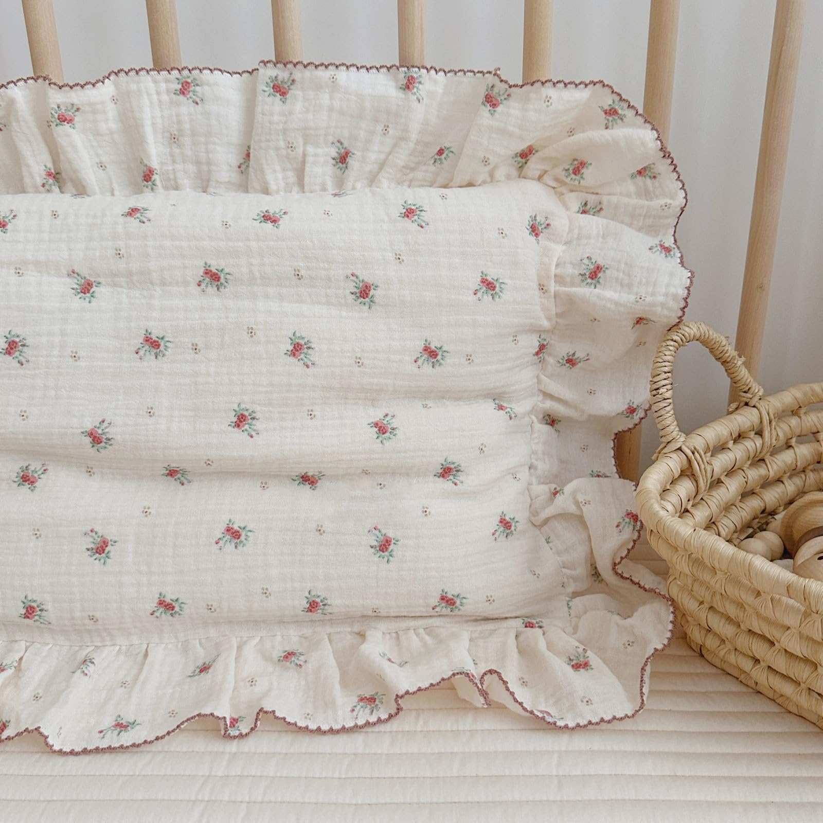BuLuTu Toddler Pillowcase Cotton Muslin Kids Pillow Cases with Envelope Closure Soft Pillow Protectors Toddler Boys Girls Small Pillow Covers for Sleeping Traveling, 1 Piece,Berry Pattern,14"x20"