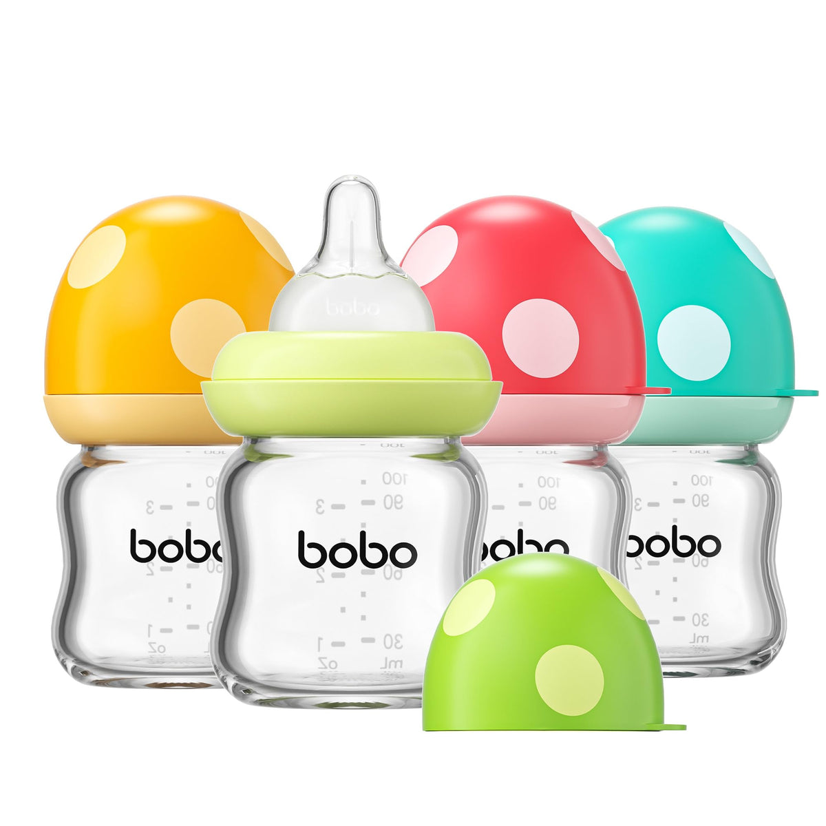 YOHKOH Natural Glass Baby Bottles, 8.8oz Red-A 4‑Pack