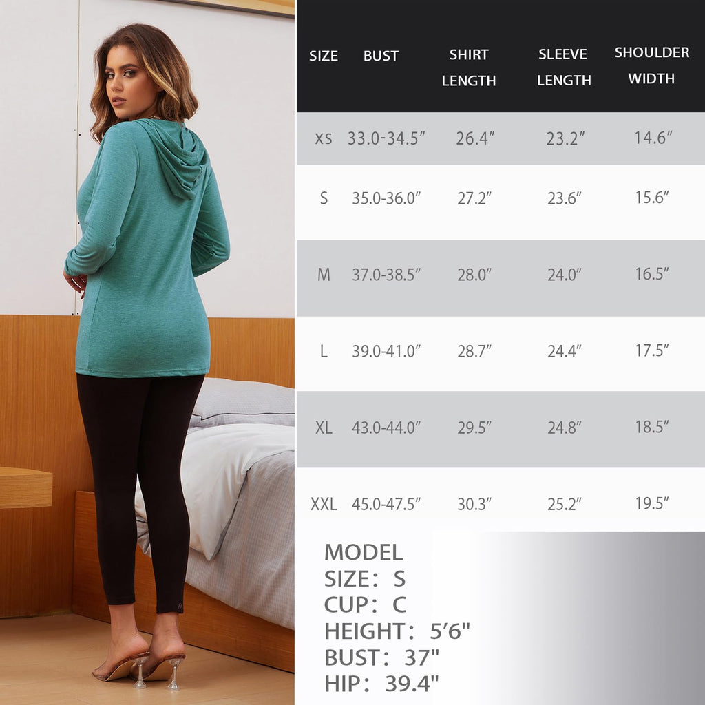 GINKANA Women's Nursing Tops Pullover Hoodie Sweatshirt Long Sleeves Breastfeeding Maternity Shirts Casual Clothes,1-Turquoise,L