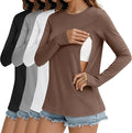 4 Pack Women's Nursing Breastfeeding Tops, Long Sleeve Maternity Shirts Loose Fit Hidden Zipper Pregnancy Clothes