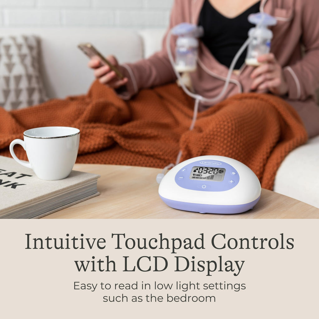 Lansinoh Signature Pro Portable Double Electric Breast Pump with LCD Screen | 3 Power Modes, 25mm Flanges, 2 Bottles, 1 Slow Flow Nipple, & Carry Bag