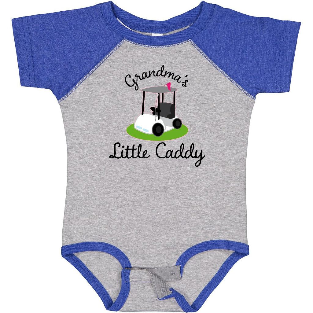 inktastic Grandma's Little Caddy Golf Baby Bodysuit 12 Months Baseball Heather and Royal 22b10