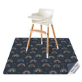 Blissful Diary Baby Splat Mat for Under High Chair, 50.4 x 50.4 Inch Wipeable Splash Mat, Waterproof and Washable, Anti-Slip Floor Protector, Gray Zebra