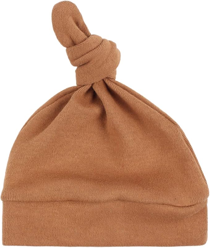 JANGANNSA Newborn Baby Hat Infant Baby Boys Beanie Top Knot Stretchy Hats for Girls 100% Organic Cotton