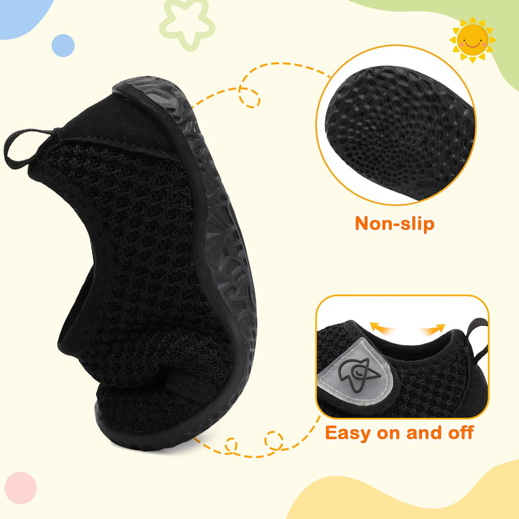 LeIsfIt Baby Shoes Boys Girls First Walking Shoes Non-Slip Infant Sneakers Lightweight Slip-on Crib Sneakers for First Walkers Black 2-2.5 Years