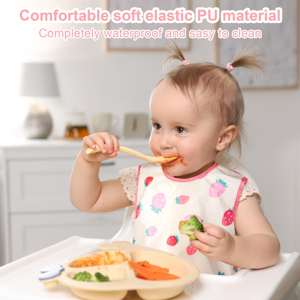 Accmor 3 Pack Waterproof Baby Bibs for Eating, Mess Proof Toddler Feeding Bibs for Girls Boys