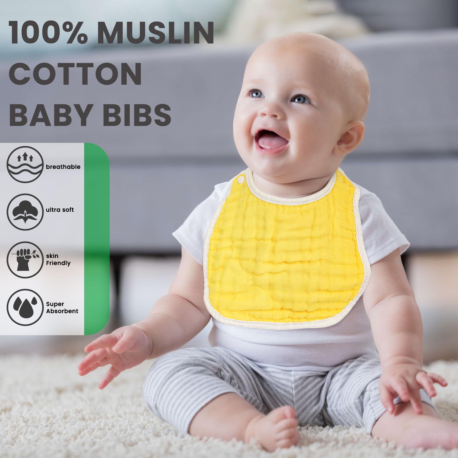 Baby Bibs Muslin Cotton Drool Teething Drooling Bibs for Baby Girl Boy