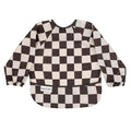 Tiny Twinkle Long Sleeve Bib for Babies & Toddlers – Waterproof Smock Bib for Eating – Machine Washable & Mess-Proof, Baby Feeding Essential & Shower Must-Have(Checkers Black, 6–24M)