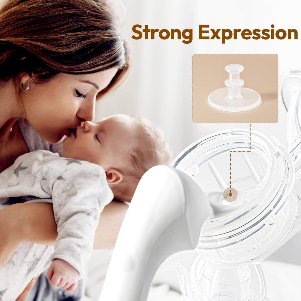 NCVI Manual Breast Pump, Silicone Soft 20mm Flange for Small Nipples, White
