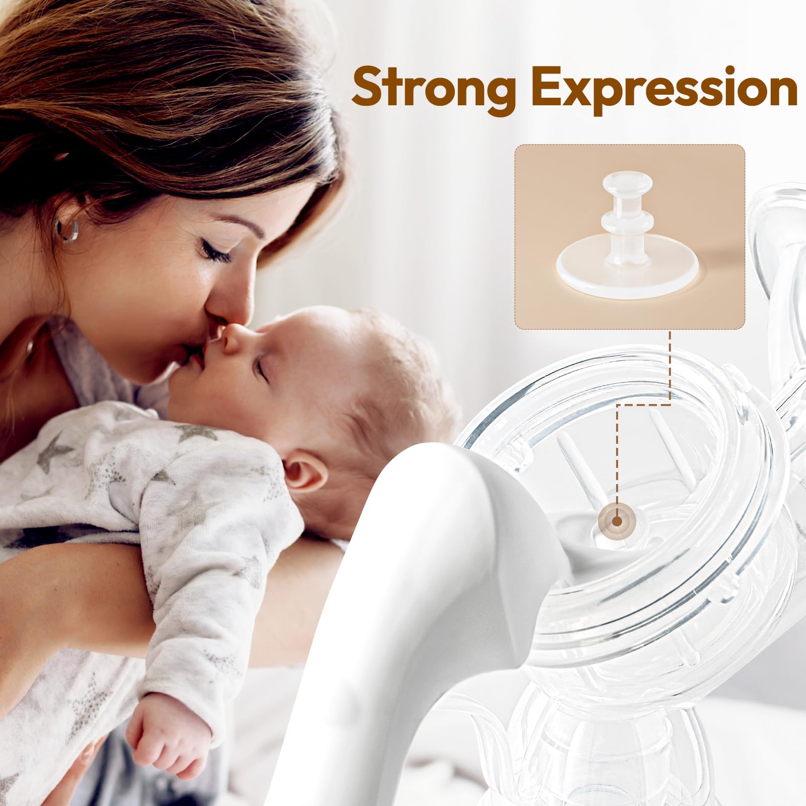 NCVI Manual Breast Pump, Silicone Soft 20mm Flange for Small Nipples, White