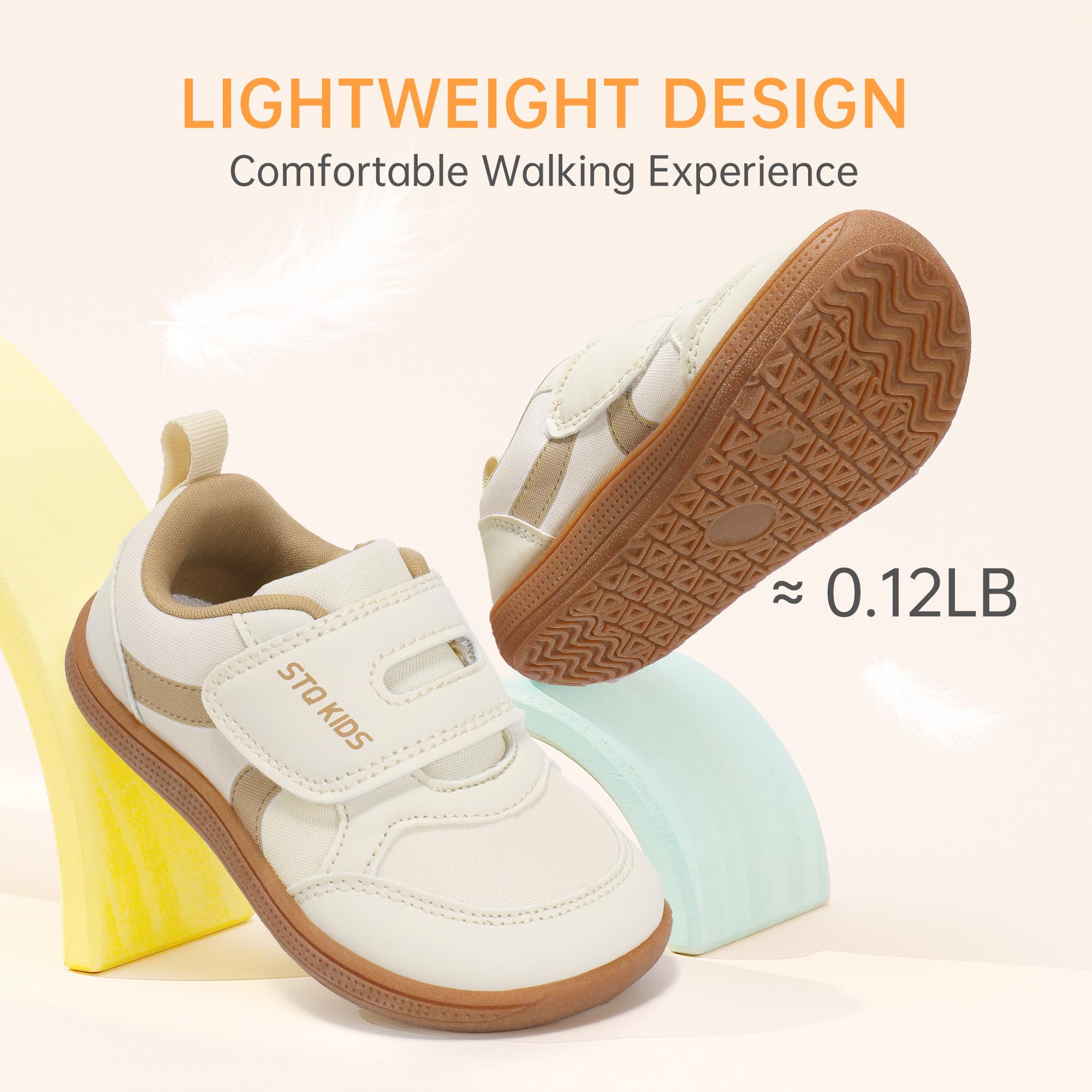 Toddler Girls Shoes Wide Toe Box Barefoot Sneakers Beige Brown Size T6
