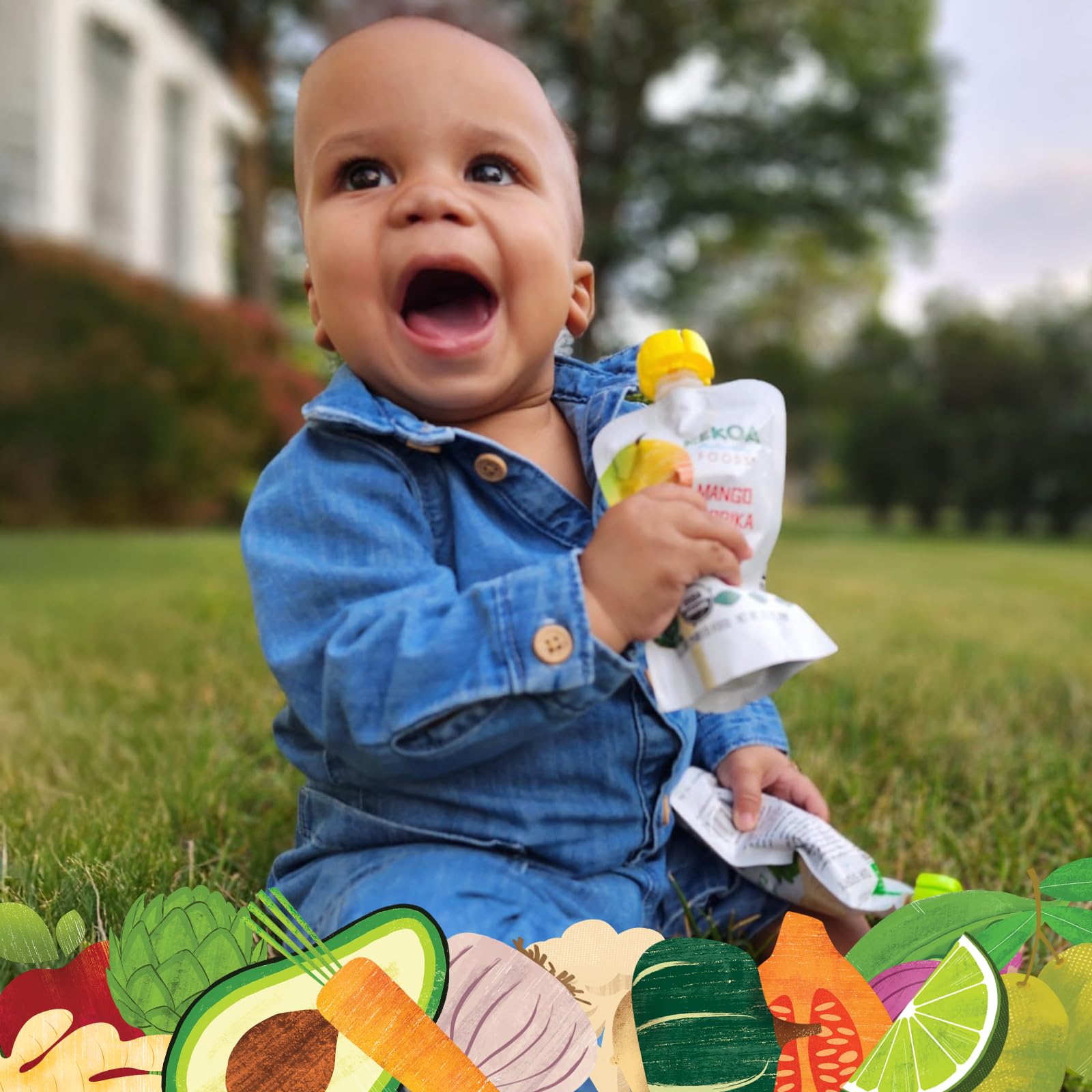 Kekoa Foods Mango Paprika Baby Food Purée | 100% USDA Certified-Organic, No Sugar Added | Organic, Non-GMO, Gluten-Free, Vegan | Sweet Mango with Lime & Mild Paprika | 3.5 oz Squeeze Pouch