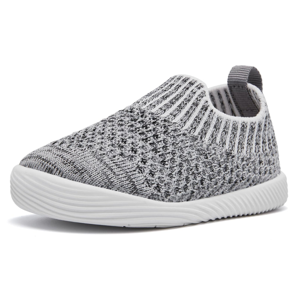 MORENDL Toddler Shoes Baby Walking Sock Shoes Non-Slip Breathable Boys & Girls Sneakers Infant Tennis Shoes Multi Grey Size 7