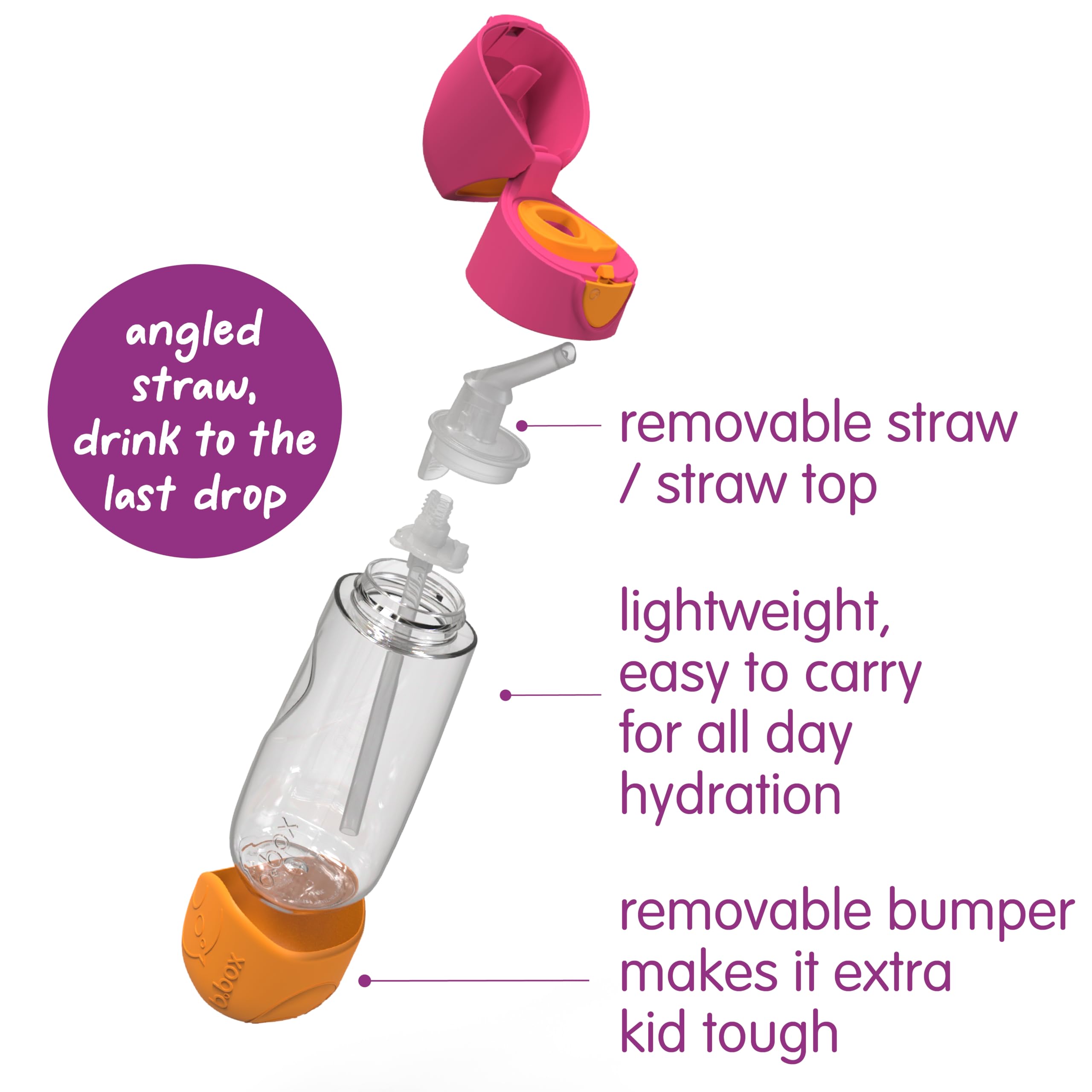 b.box Tritan™ Kids Water Bottle with Straw, 15 oz Toddler Water Bottle