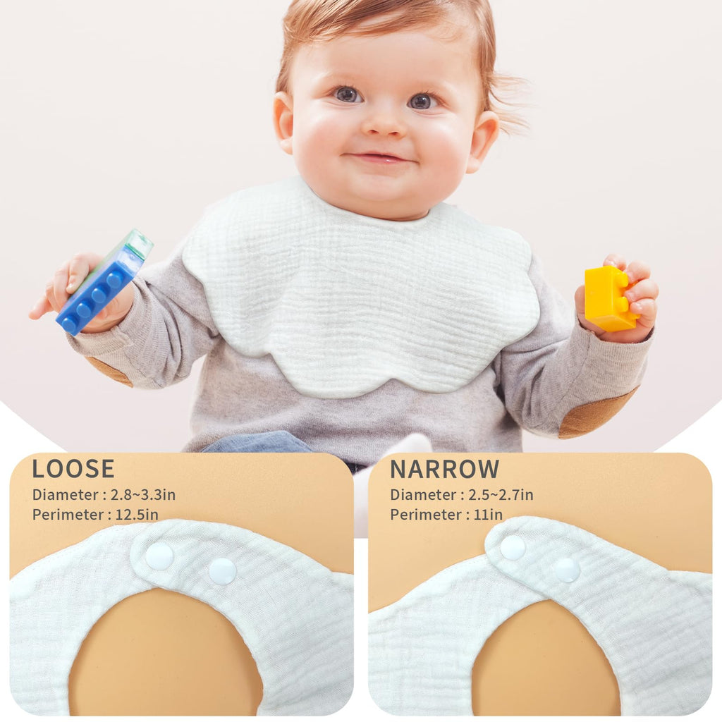 DOSMINE Organic Cotton Muslin Baby Bibs 10 Pack Absorbent Adjustable