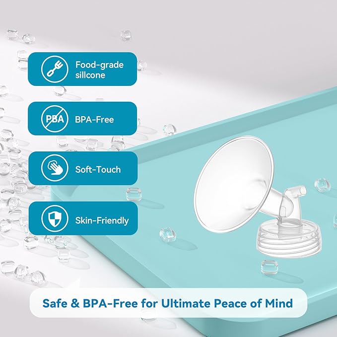4PCS 20mm Breast Pump Flanges, Compatible with Spectra S1/S2/9Plus/Synergy Gold, Motif Luna, Wide-Mouth Bottle Fit, Breast Pump Accessories