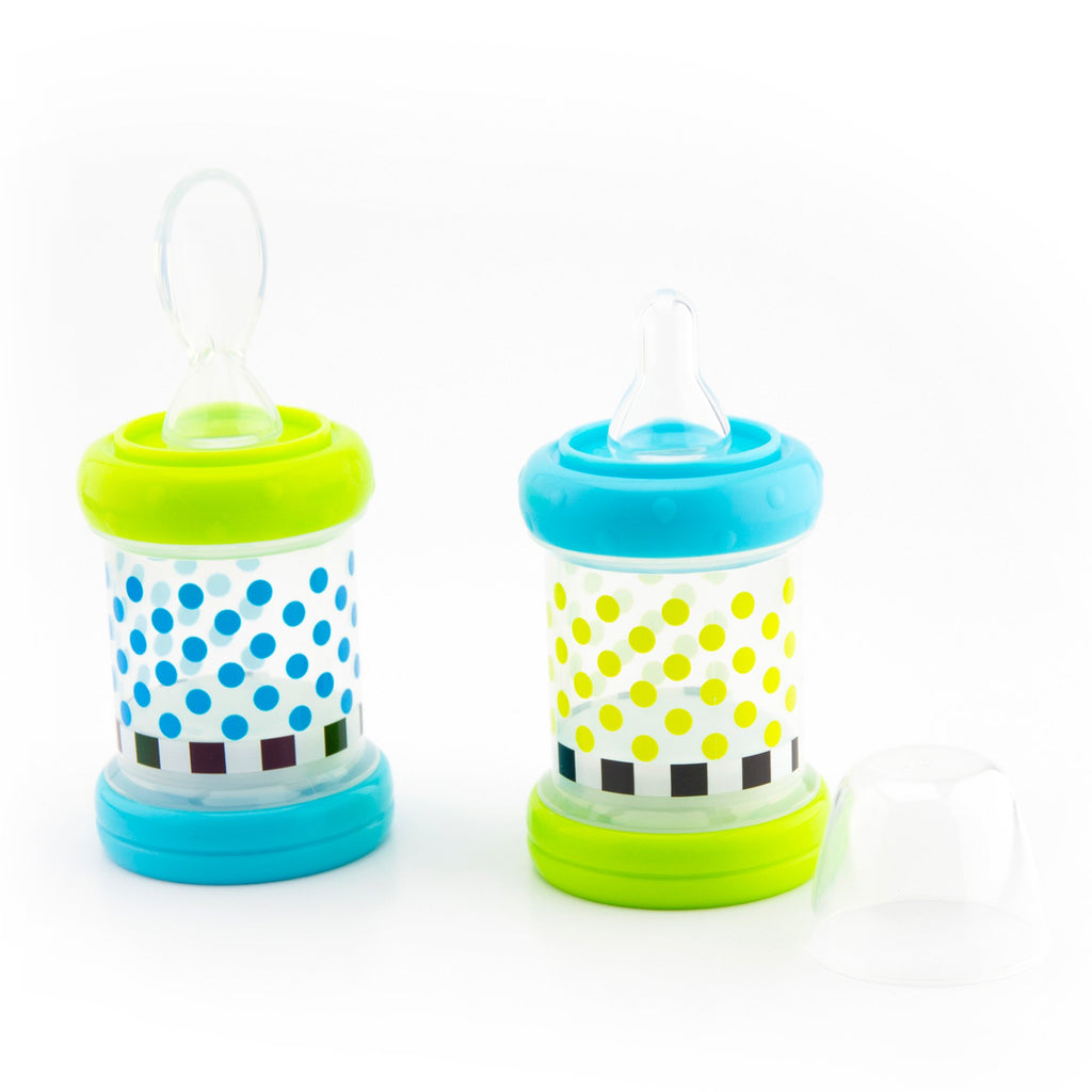 Sassy Baby Food Nurser – 4+ Months Set of 2- 4oz 100% Silicone Nipple and Spoon BPA-Free (30182)