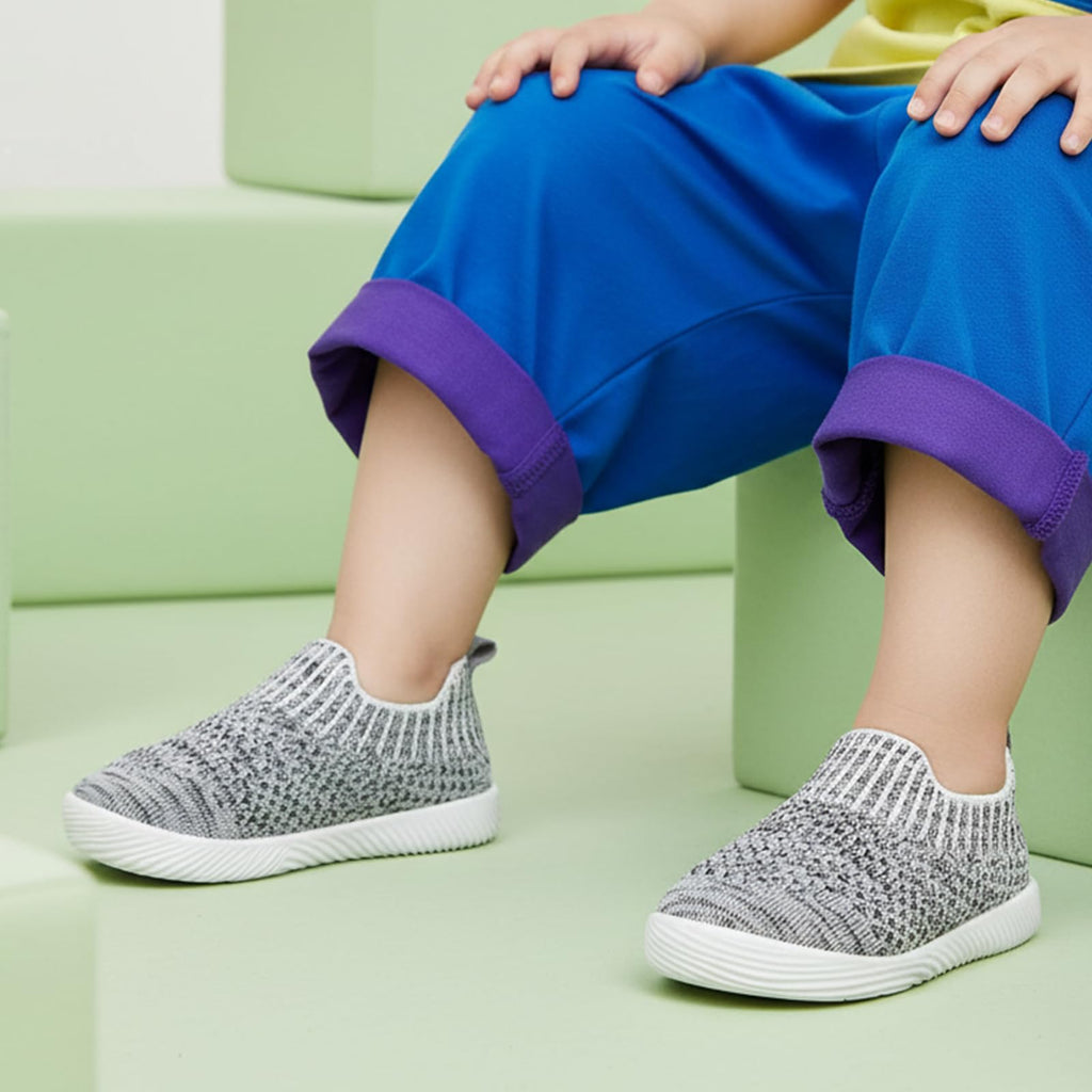 MORENDL Toddler Shoes Baby Walking Sock Shoes Non-Slip Breathable Boys & Girls Sneakers Infant Tennis Shoes Multi Grey Size 7
