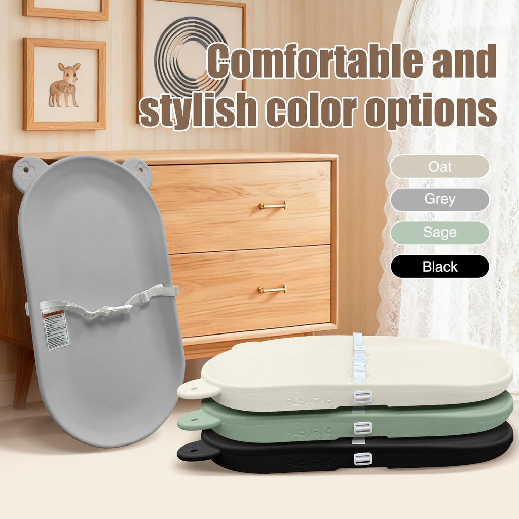 FLEUFAB Baby Changing Pad, EVA Waterproof Non-Slip Portable Mat, Grey
