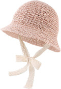 Baby Girl Straw Hat Outdoor Baby Sun Protection Hats Summer Bowknot Beach Cap for Infant Toddler Girls