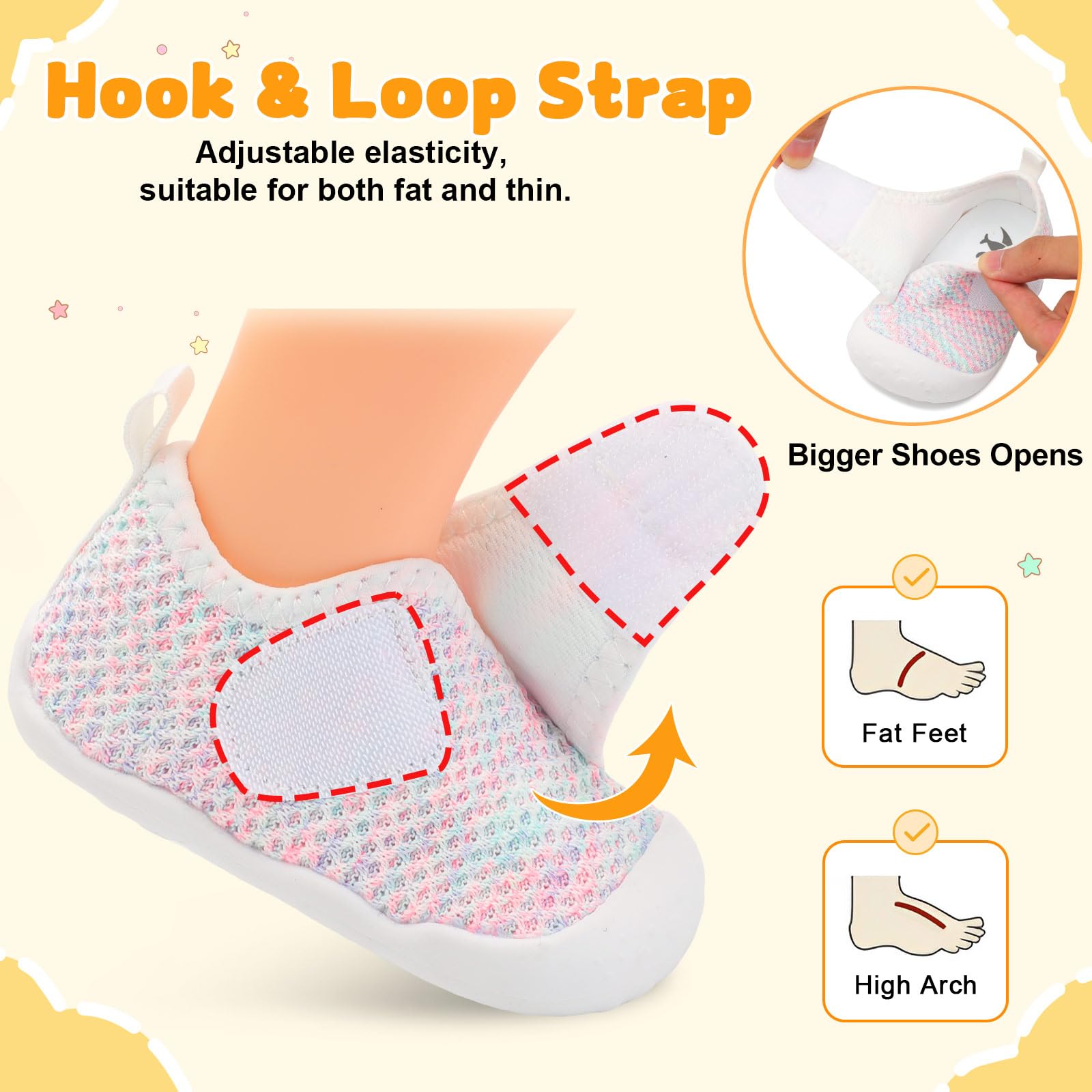 FEETCITY Baby First Walking Shoes Girls Boys Wide Infant Shoes Baby Slip On Sneakers Lightweight Barefoot Crib Shoe
