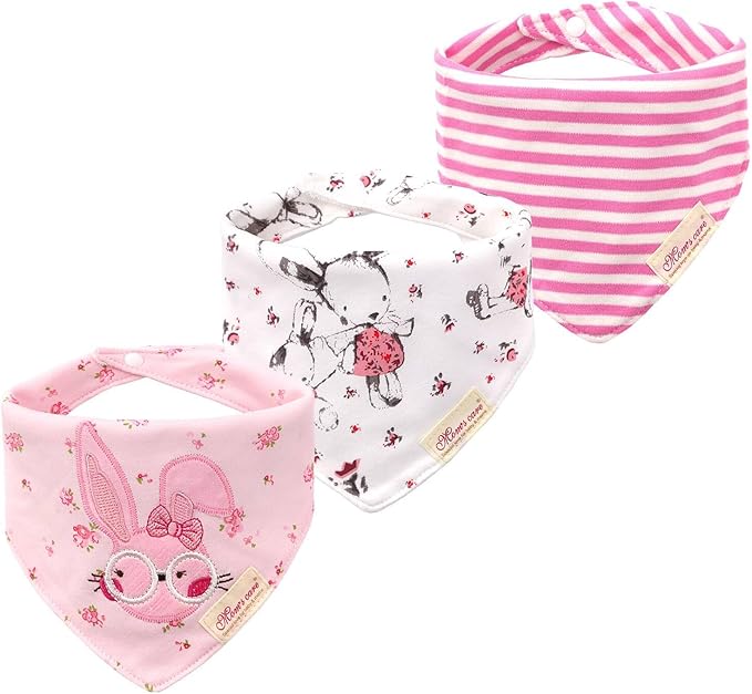 JN&LULU 3 Pack Newborn Baby Bibs Bandana Drool Bibs for Drooling Cotton Baby Gifts (Moon Star)