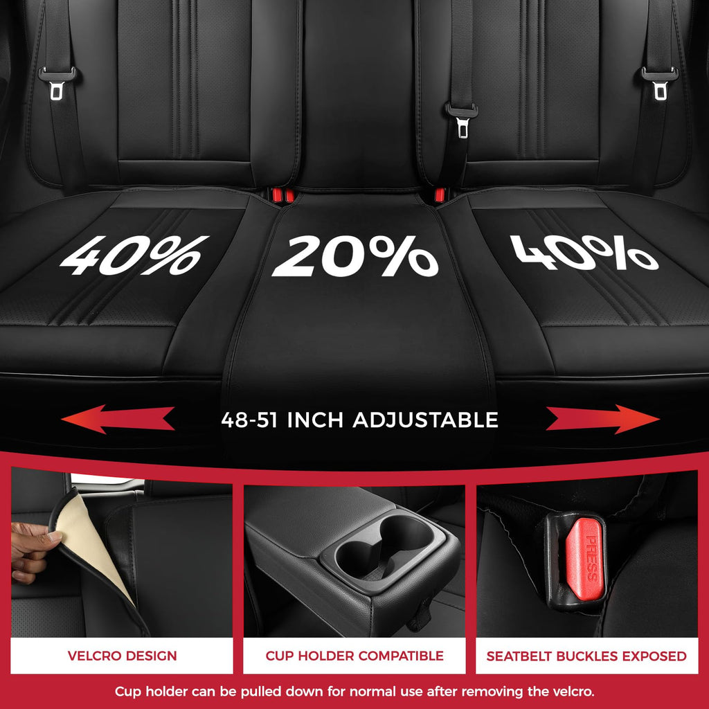 FREESOO Leather Seat Covers Full Set for Cars Trucks SUV, Black