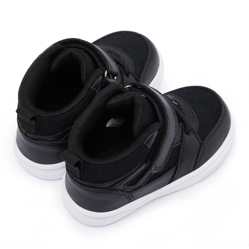 BMCiTYBM Baby High Top Sneakers Boy Girl Walking Shoes Infant First Walker Shoes for 6 9 12 18 24 Months Black Size 4 Toddler